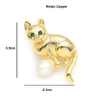 Cat Brooch - Gold Color - Dimension