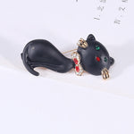 Cat Brooch <br> Black cat with golden mustache