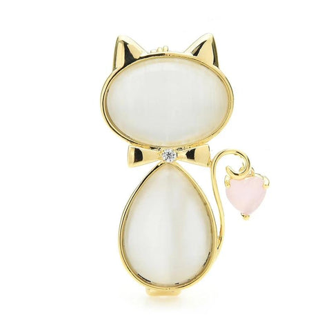 Cat Brooch - Opal Cat