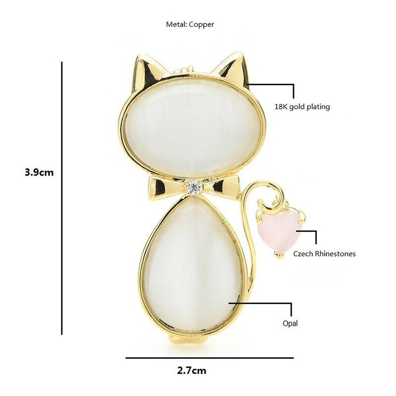 Cat Brooch - Opal Cat - Dimension