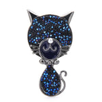 Cat Brooch - Big Head Cat - Blue