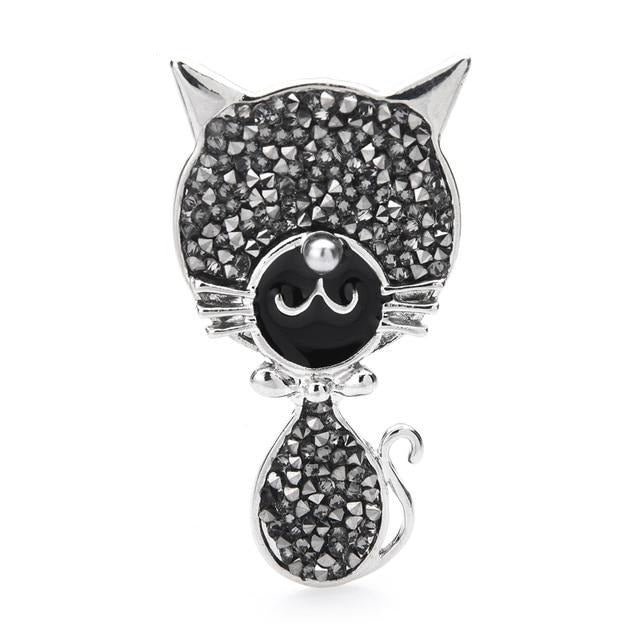 Cat Brooch - Big Head Cat - Grey