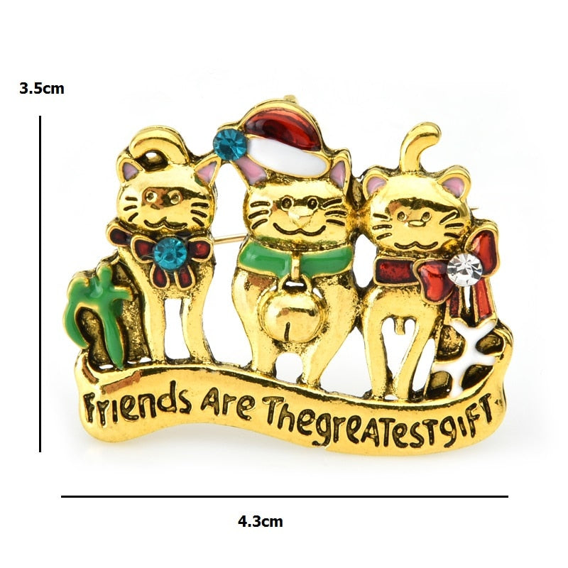 Cat Brooch - Christmas Cats - dimension