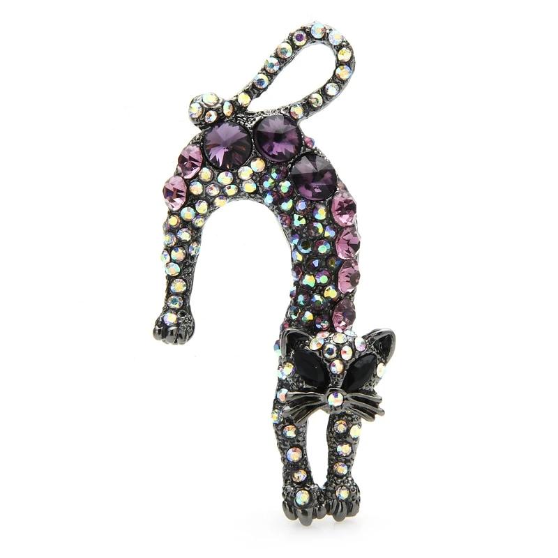 Cat Brooch - Rhinestone Lovely Cat