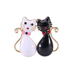 Cat Brooch - Black & White Cats