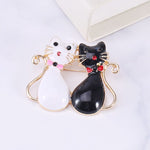 Cat Brooch <br> Black & White Cats