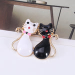 Cat Brooch <br> Black & White Cats