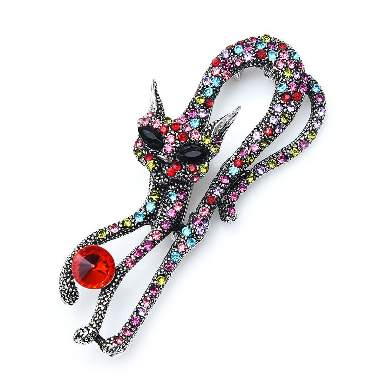 Cat Brooch <br> Vintage Rhinestone Cat