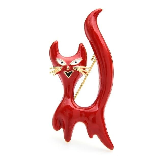 Cat Brooch - Funny cat - red