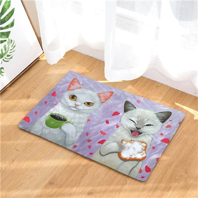 Cat Mat <br>  Two Cats Eating Breakfast - The Cat Paradise