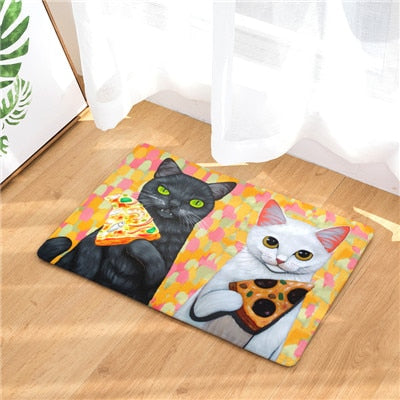 Cat Mat <br>  Two Cats Eating Pizza - The Cat Paradise