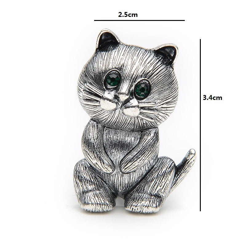 Cat Brooch - Grey Cat -Dimension