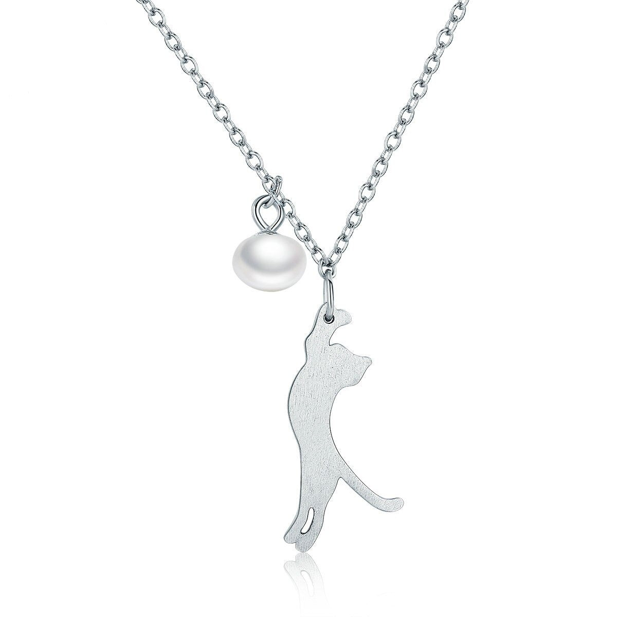 Silver Cat Necklace <br> Cat playing - The Cat Paradise