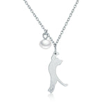 Silver Cat Necklace <br> Cat playing - The Cat Paradise