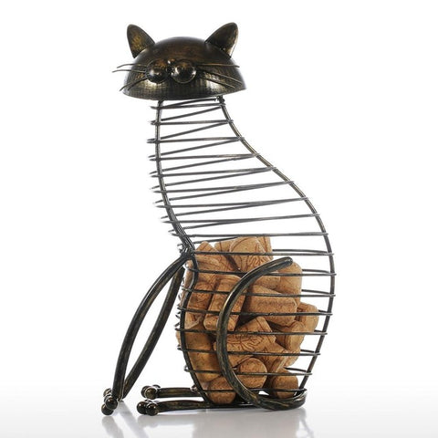 Cat Wine Cork Container <br> Metal Cat - The Cat Paradise