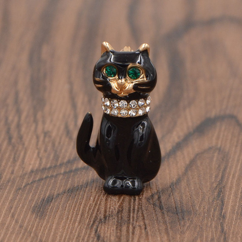 Cat Brooch <br> Green Eye Kitty