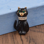 Cat Brooch <br> Green Eye Kitty