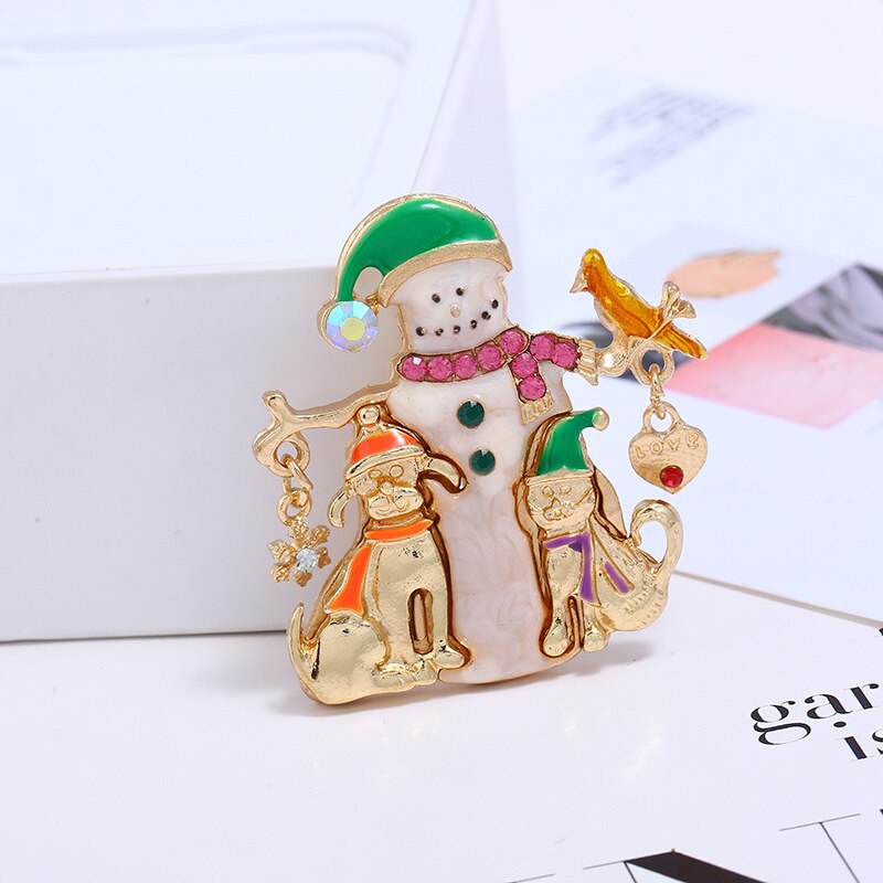 Cat Brooch - Christmas snowman - The Cat Paradise