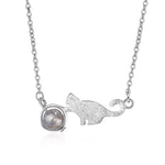 Silver Cat Necklace <br> Cat Playing - The Cat Paradise