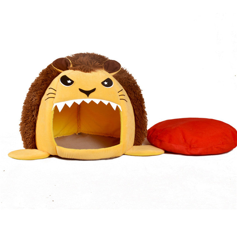 Lion Head Cat Bed - yellow with soft