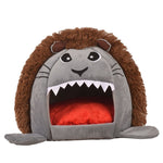 Lion Head Cat Bed - Grey