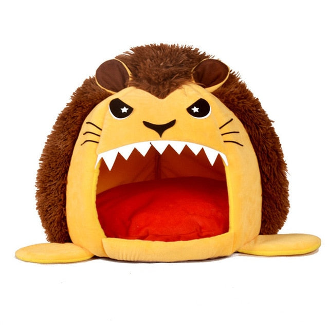 Lion Head Cat Bed - Yellow