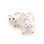 Cat Brooch <br> Brown Strips White Cat - The Cat Paradise