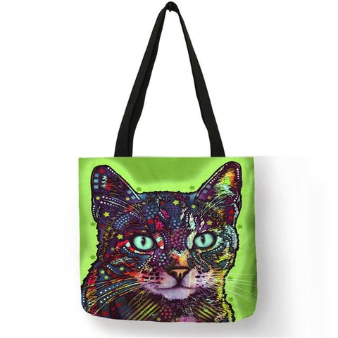Cat Tote Bag <br> Cat on green background - The Cat Paradise