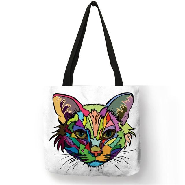 Cat Tote Bag <br> Multicolored cat face - The Cat Paradise