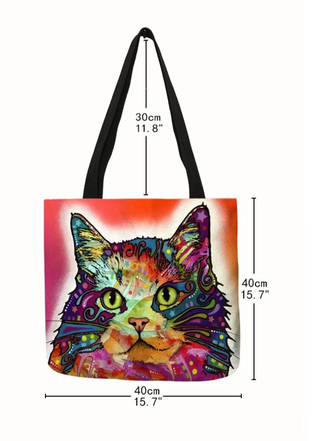 Cat Tote Bag <br> Multicolored cat face - The Cat Paradise