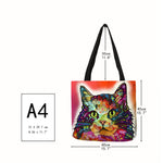 Cat Tote Bag <br> Multicoloured cat face on red background - The Cat Paradise