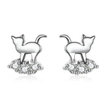 Silver Cat Earrings <br/> Crystal Cat - The Cat Paradise