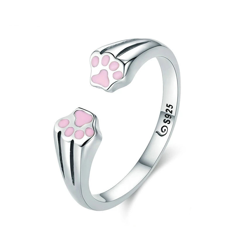 Silver cat ring <br/> Cat Footprints - The Cat Paradise