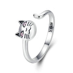 Silver Cat Ring <br> Cat with pink eyes - The Cat Paradise