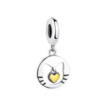 Silver Cat Charm <br> Yellow Heart - The Cat Paradise