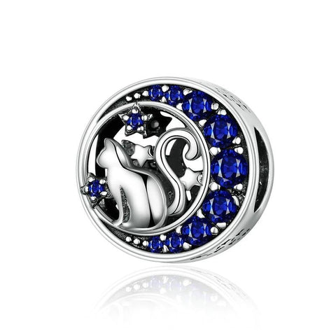 Silver Cat Charm <br> Blue Moon - The Cat Paradise