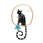 Cat Brooch - Long-tailed cat - black