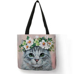 Cat Tote Bag <br> Cat with white flower crown - The Cat Paradise