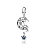 Silver Cat Charm <br> Vintage Moon and Star Cat - The Cat Paradise