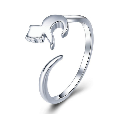 Silver cat ring <br/> Kitten playing - The Cat Paradise