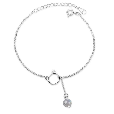 Silver Cat Bracelet - Crystal | The Cat Paradise