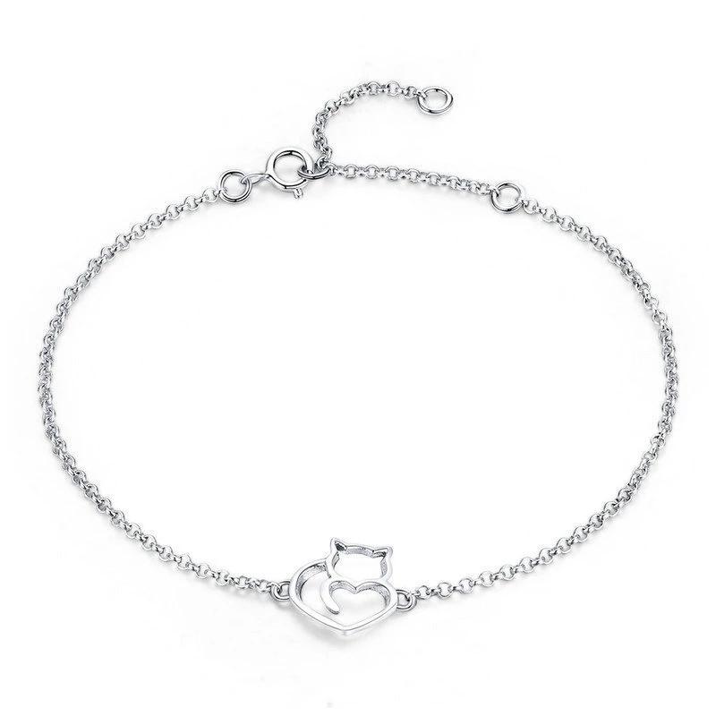 Silver Cat Bracelet - Lovely Cat | The Cat Paradise